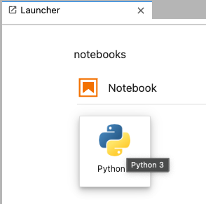 JupyterLab click on 'Python 3' under 'Notebook'