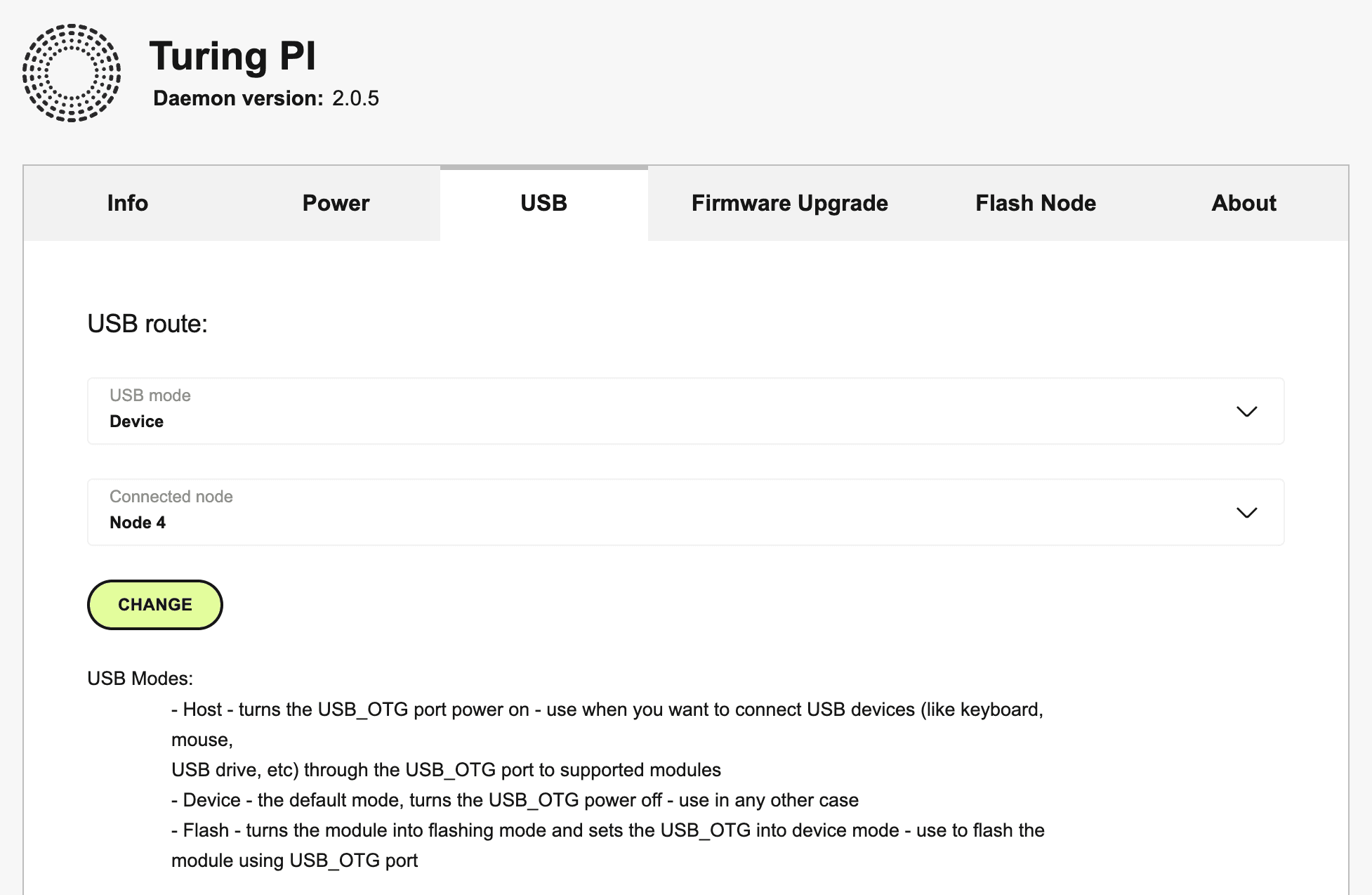 BMC UI USB mode